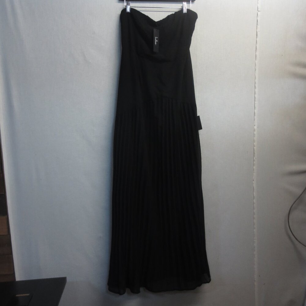 LULUS WOMEN'S STRAPLESS PLEATED BLACK DRESS - BLACK -  X-LARGE